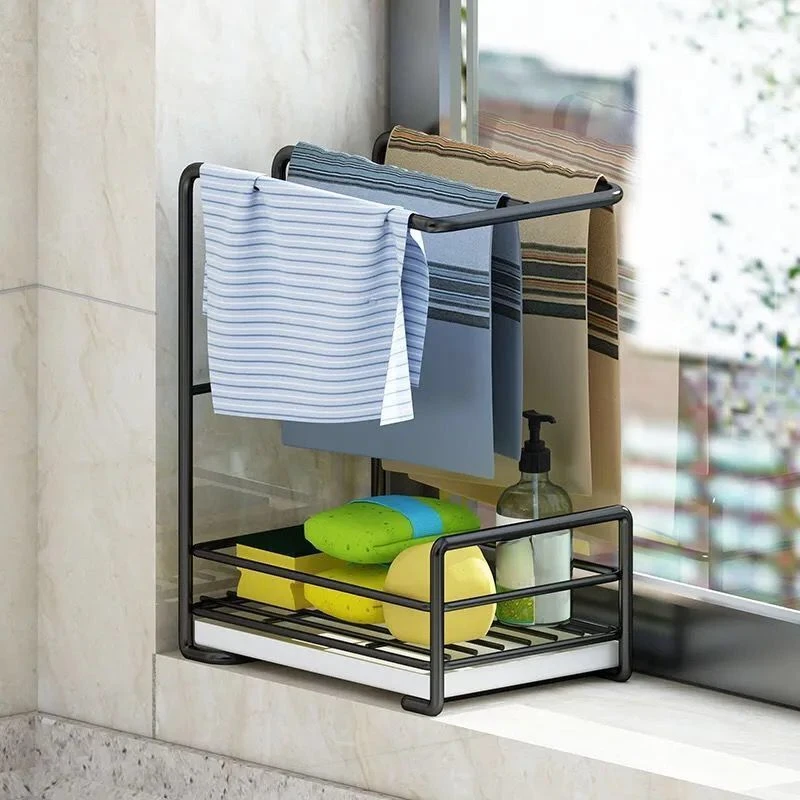 

Kitchen Wipes HolderNon-Porous Countertop Storage RackAir-Drying Wall-Mounted Towel RackMulti-Purpose Sponge Draining Rack