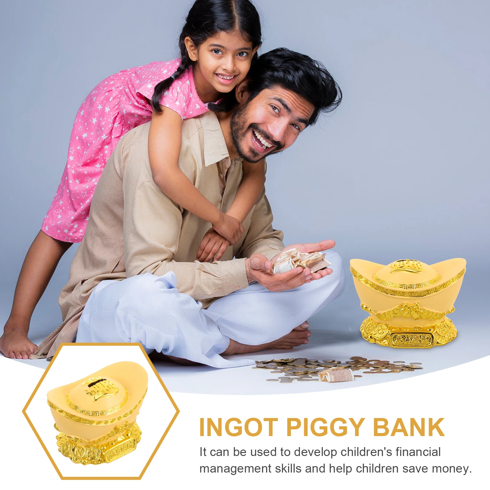 

Gold Ingot Bank Small Size Fortune Adornment Resin Piggy Bank Home Office Savings Fortune Gold Ingot Adorn Can Storage Item