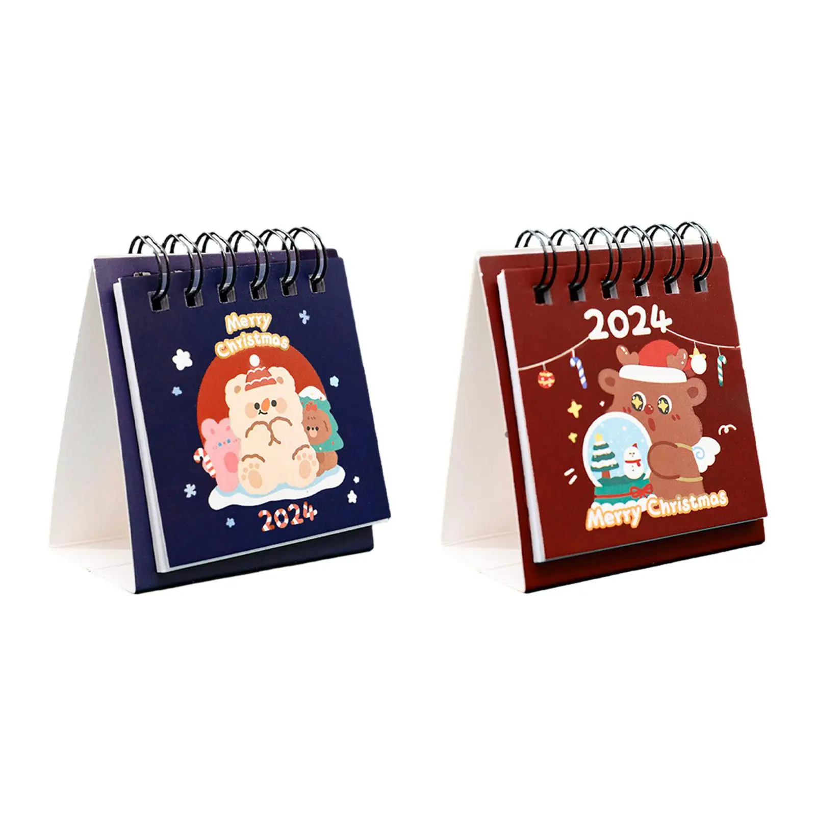 Twin Wire Binding Calendar Portable 12 Month Cute Standing Flip Desktop Calendar for Office Desk Planning Organizing Decoration