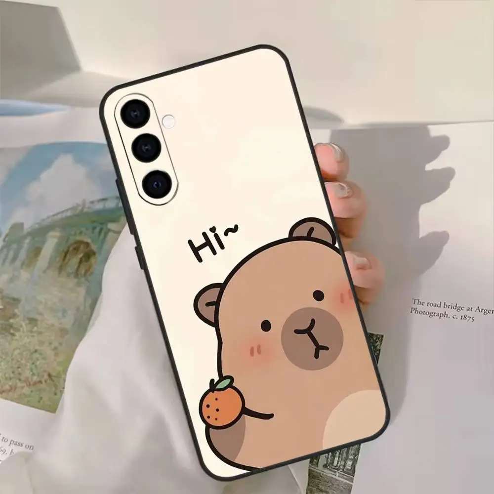Bonita funda de teléfono con dibujos de capibara para Samsung GalaxyA13,21s,22,31,32,52,53,71,72,73, funda negra suave