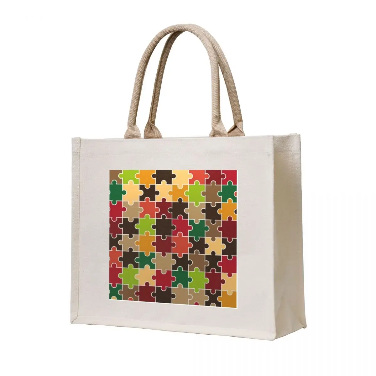 

Multi-Colored Jigsaw Puzzle Pattern Tote Bag Canvas bag for women cute tote bag tote custom