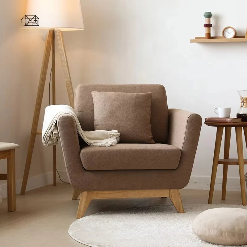 

Single Fabric Sofa Armchair Wooden Legs Danish Design Swedish Style