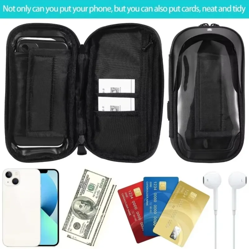 Handlebar Bag Phone Holder Bike Front Frame Phone Bag Waterproof Bicycle Motorcycle Cycling Bag Rotatable Cell Phone Holder image 4