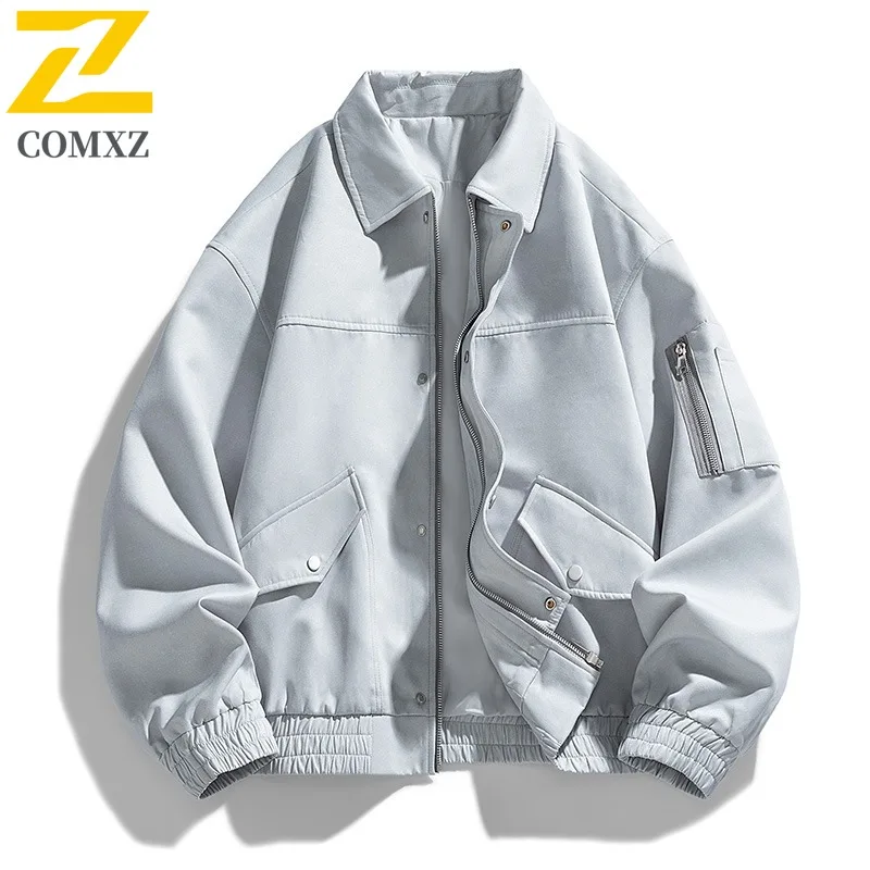 

COMXZ Mens Jacket Casual Stand Collar Outdoor Cycling Comfortable Motorcycle Coat Daily Style Lightweight Autumn New Clothing