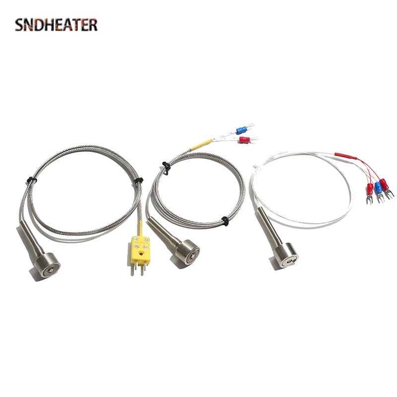 SNDHEATER Type K Strong Magnetic Adsorption Thermocouple Sensor PT100 Plug 1M 2M 3M 4M 5M Wire Stainless Steel Hammer Type Probe