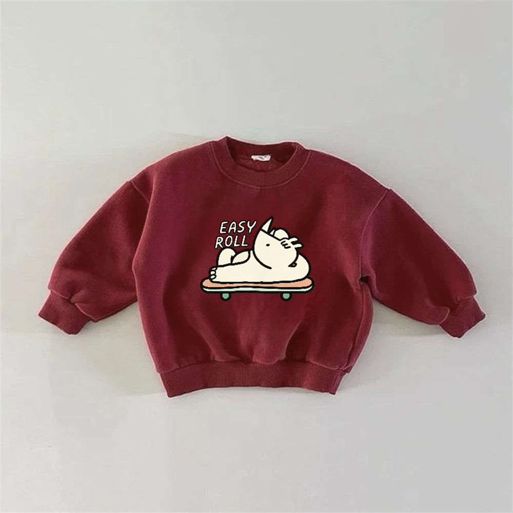 Weiß-gelb-rotes Sweatshirt für Kinder, langärmelige Oberteile, neues Design, hübscher bedruckter Kapuzenpullover, lockere Freizeitkleidung für Kleinkinder und Jungen – Detail 2