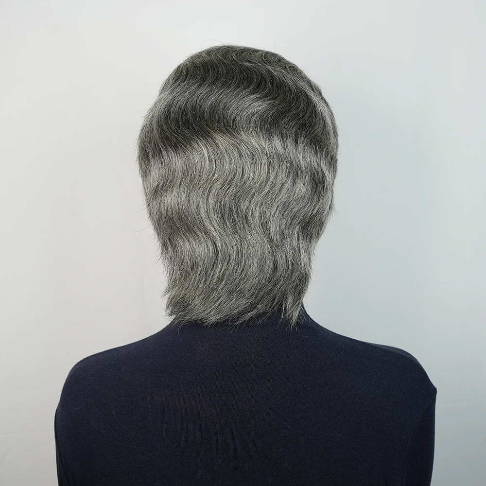 رمادي قصير عابث قطع شعر مستعار إصبع موجة خصلات الشعر المستعار الإنسان مع خط الشعر قبل قطعها للنساء شعر برازيلي كامل آلة صنع شعر مستعار #5