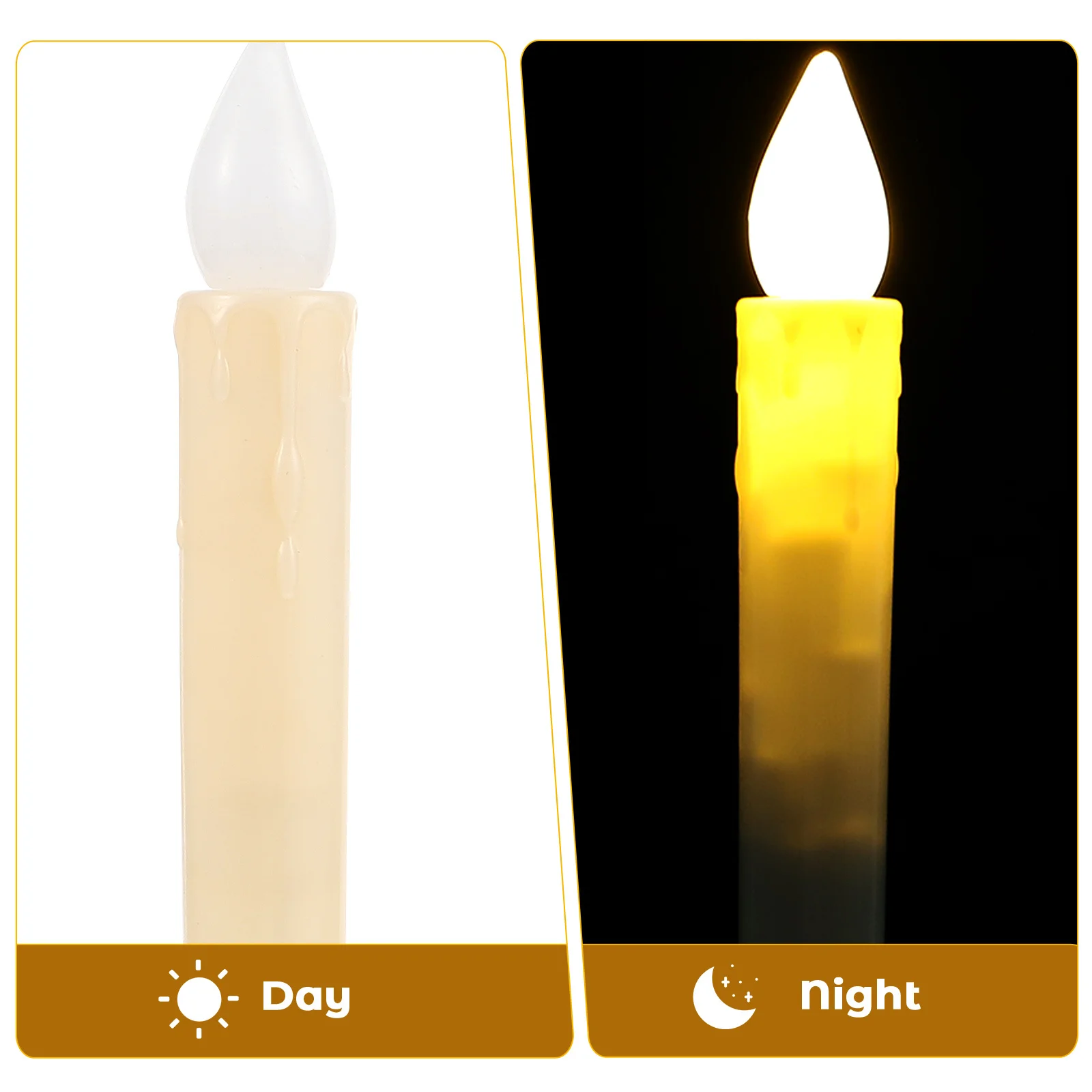 

4Pcs LED Simulation Candles Flameless Gold Base Yellow Lamp Warm White Light Romantic Festival Decoration LED Light
