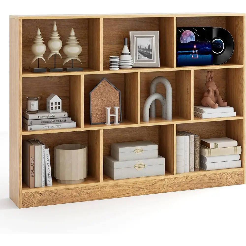 

4-Tier Large Cube Bookshelf, 55 Floor Standing Storage Organizer for Home, Office, and Dorms in Natural Finish