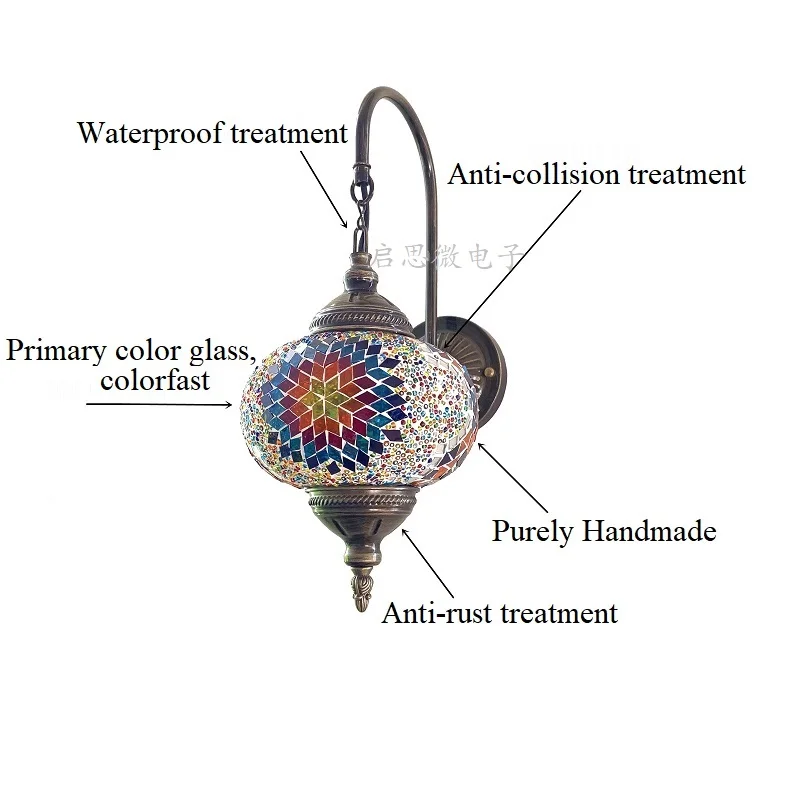 Водонепроницаемый уличный настенный светильник в средиземноморском стиле в стиле арт-деко, Турецкая мозаика, настенный романтический светильник ручной работы из мозаичного стекла