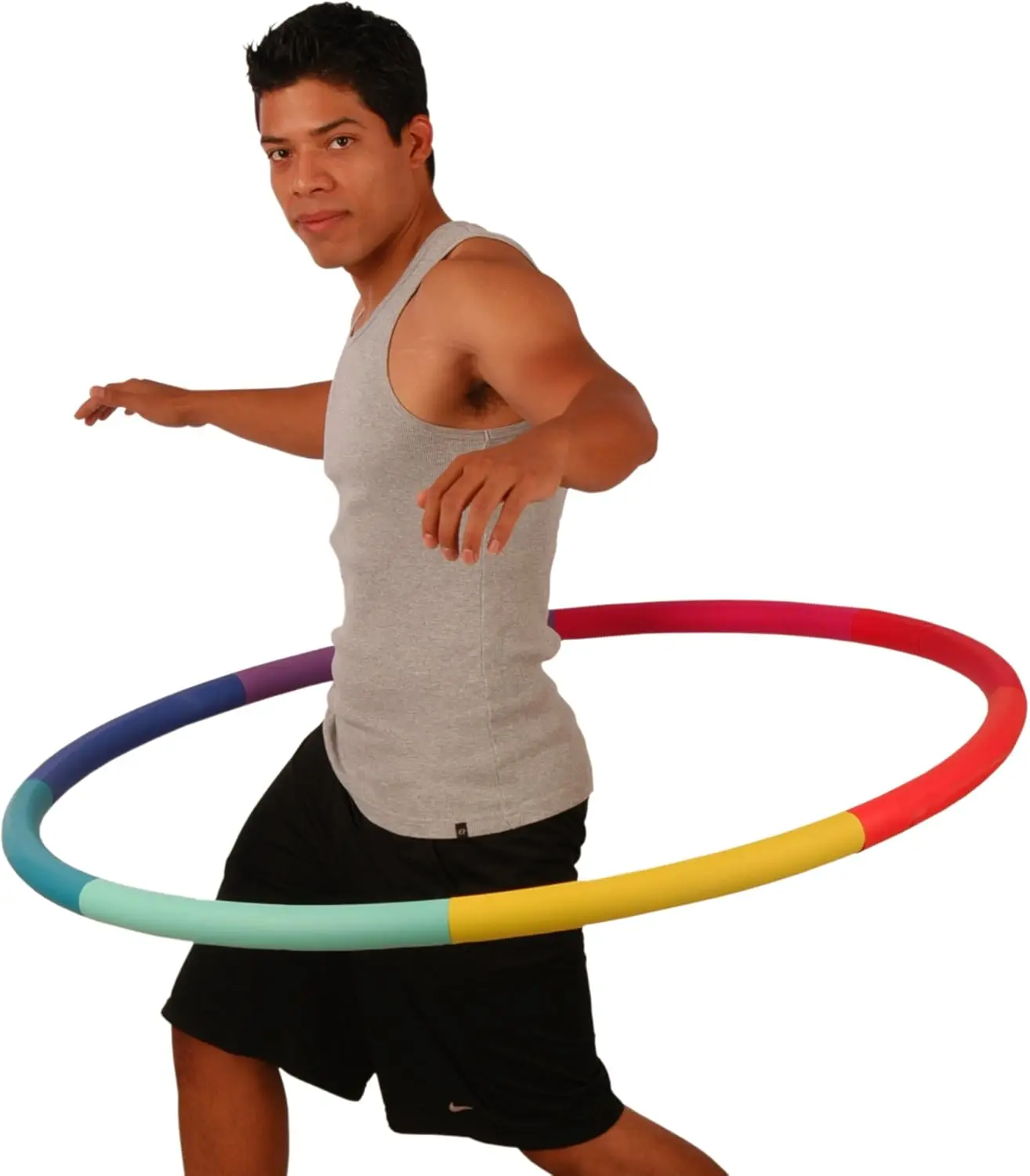 Hula Hoop ponderado, aro Trim 3B (3 lb)/4B (4 lb) - Aro grande para deportes físicos para bajar de peso sin crestas onduladas (colores del arco iris)