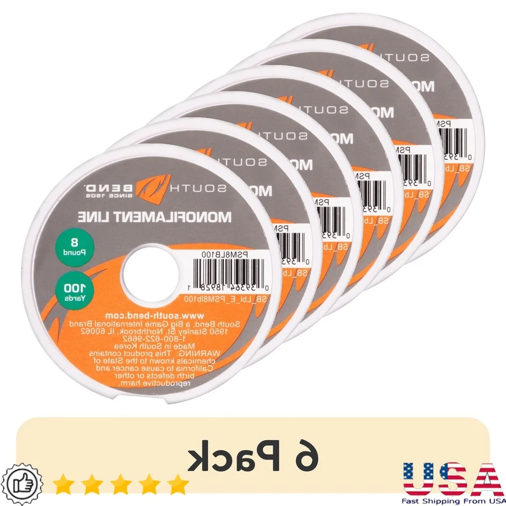 

6 Pack PSM8LB100 Monofilament Fishing Line 100 Yards Durable Stretchable Easy Handling Freshwater Saltwater Fishing