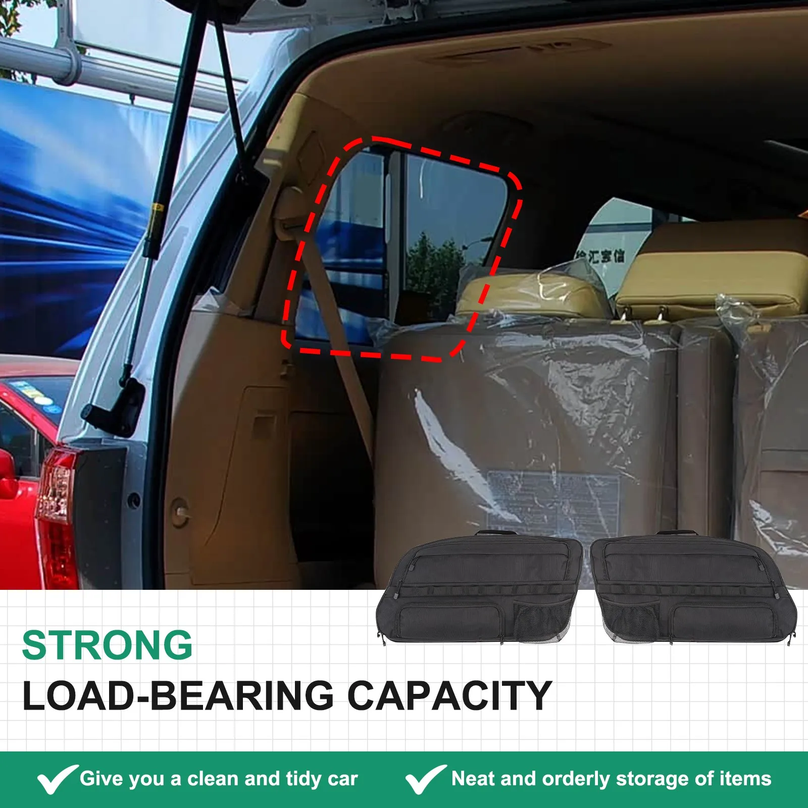 Car Accessories 2PCS Car Trunk Side Window Storage Bag Tidy Bag For Toyota Alphard AH20 2011-2014