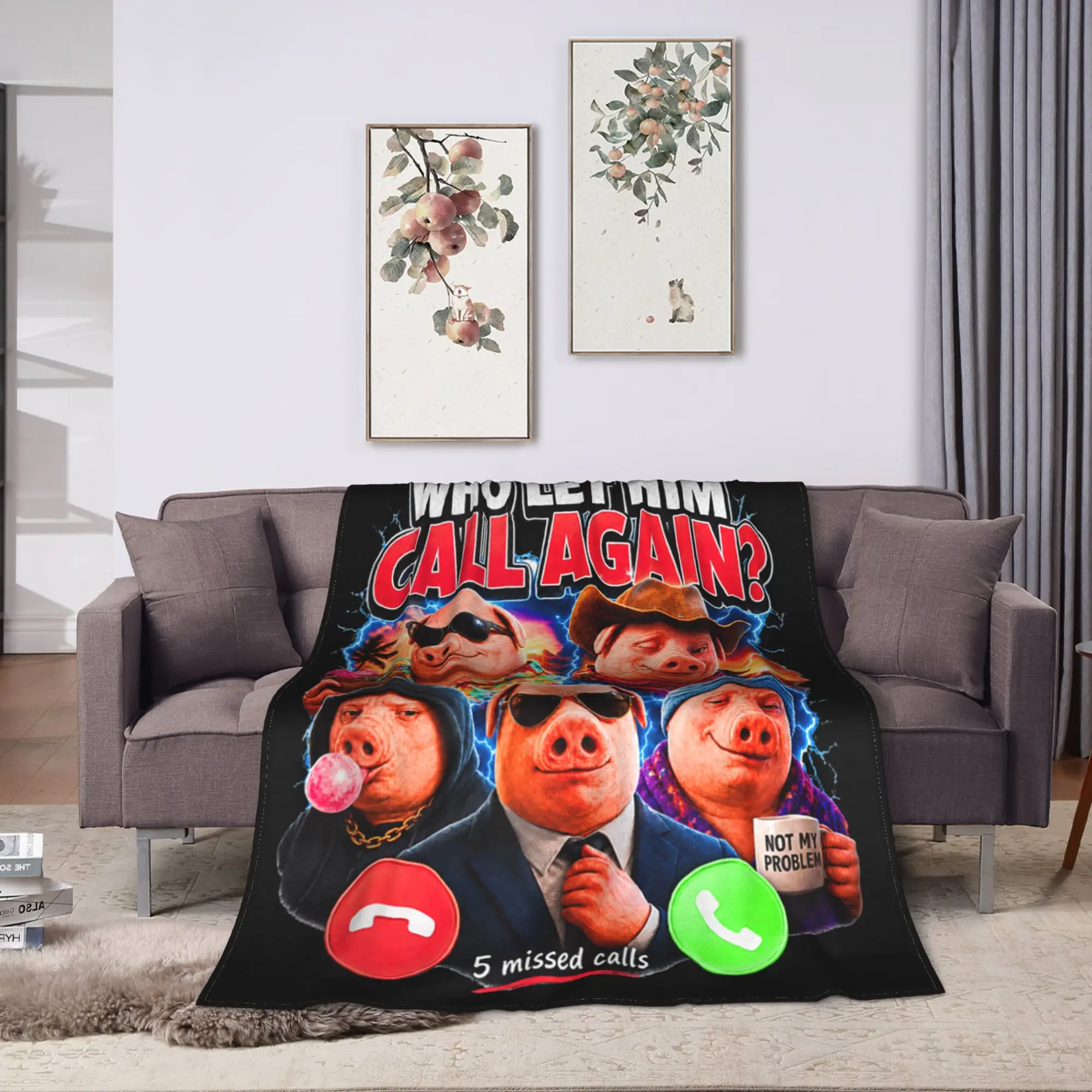 John Pork Who Let Him Call Again Blanket Quality Warm Comfy  Throw Blanket Winter Picnic Living Room Casual Bedspread