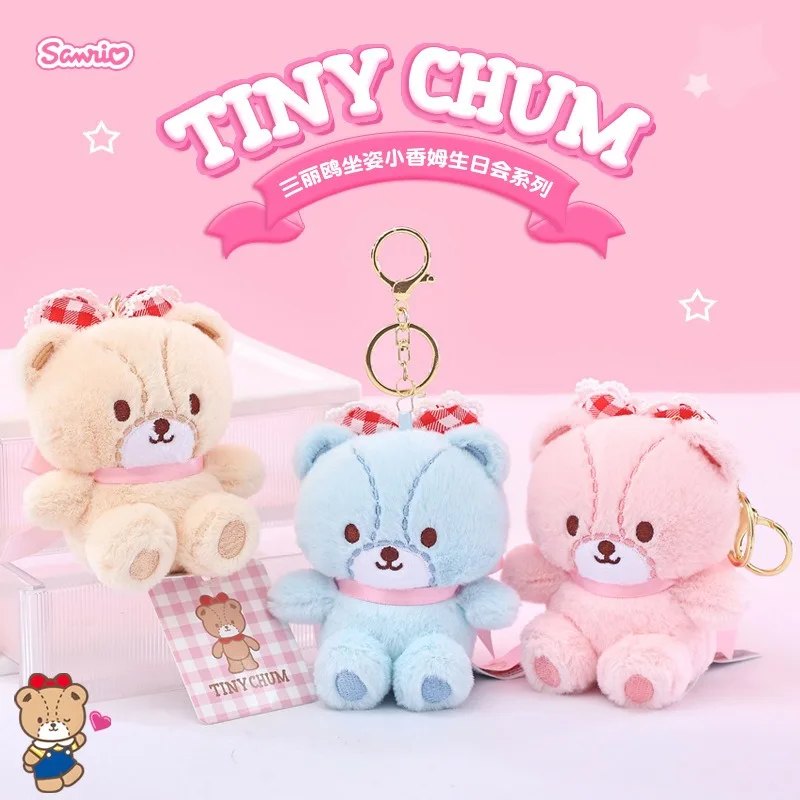 

12 см натуральный плюшевый брелок Sanrio Three Little Shamu Bear, подвеска на рюкзак, милое украшение для сумки в подарок для девочек
