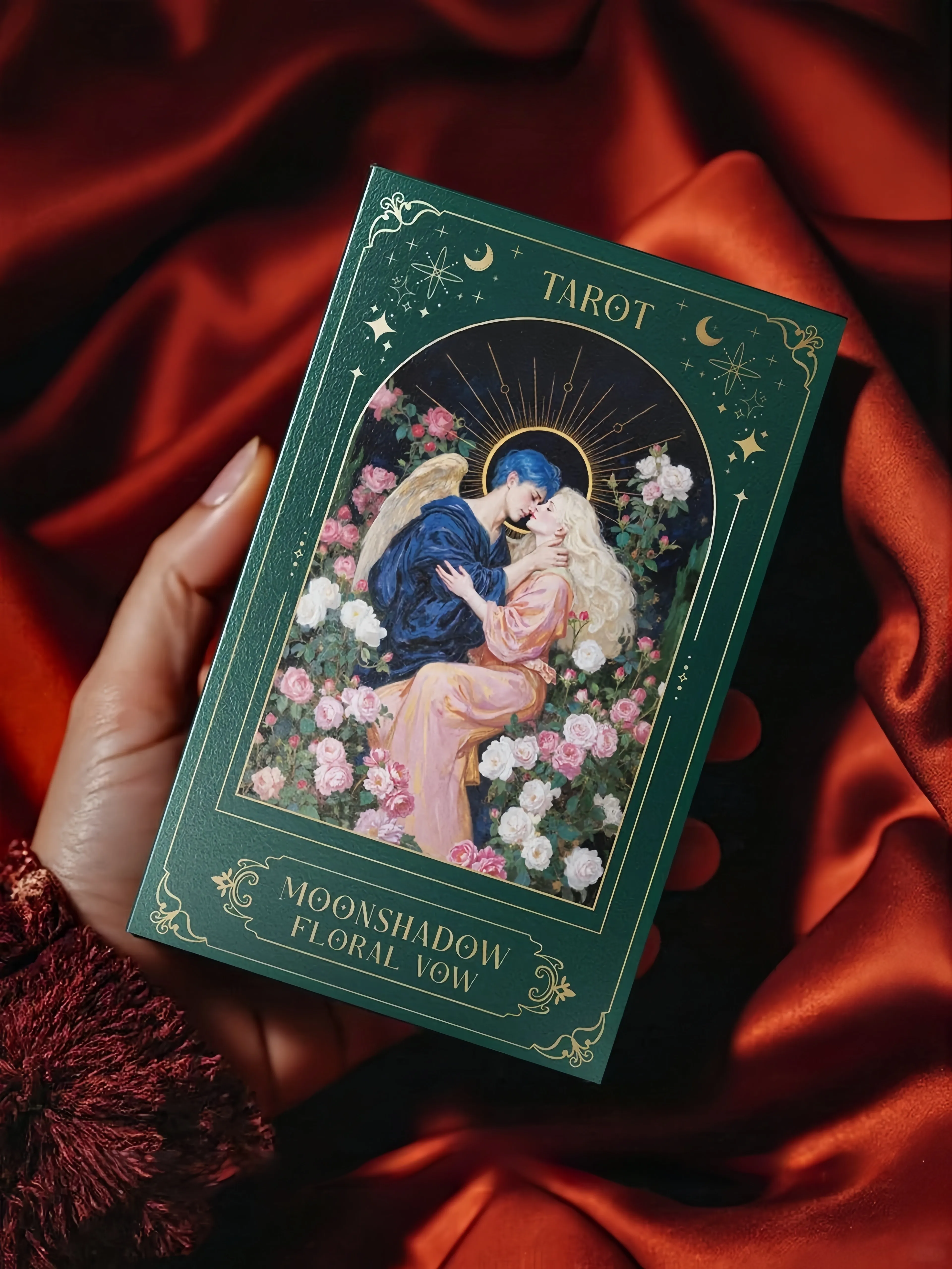 

2025 Genuine Oracle Priestess Exclusive Original 12x7cm Moonshadow Floral Vow Tarot Cards for Beginners with Meanings Guidebook