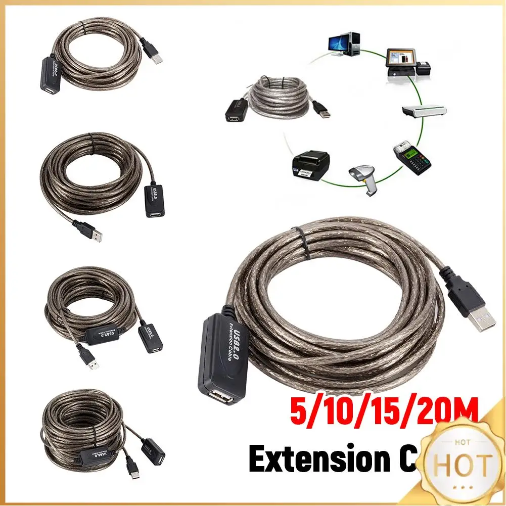 Extension Cable USB 2.0 Male to Female Active Repeater Extension Wireless Network Card Extender Cable Cord USB Adapter