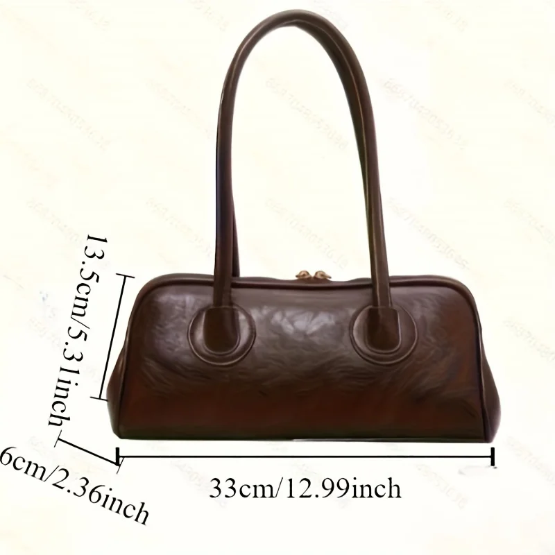 1pc Fashion Faux Leather Shoulder Bag, Elegant Handbag with Stitching Detail, Versatile Top-Handle Purse