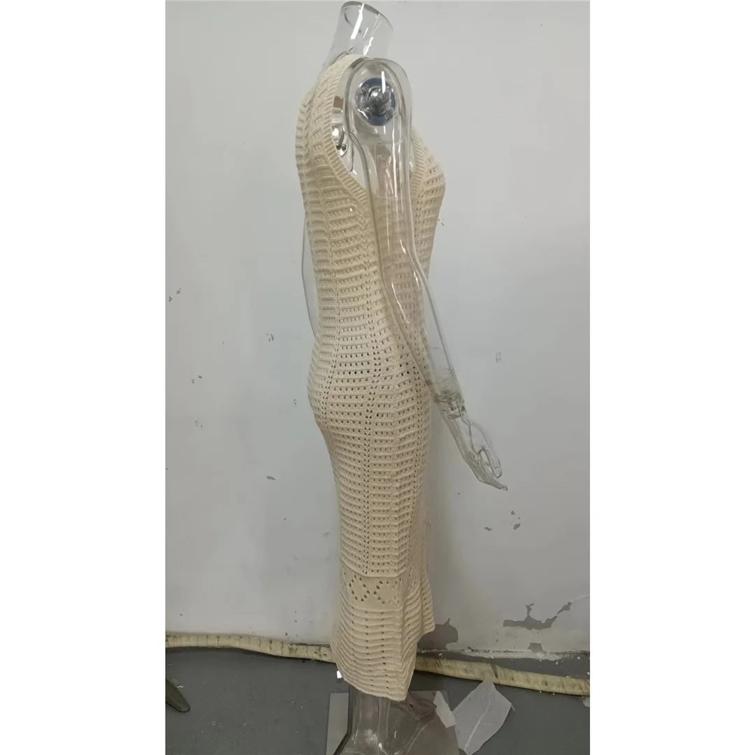S - XL 2026 V-Ausschnitt, ausgehöhlte, gehäkelte, gestrickte Tunika, Strand-Cover-up, Strandkleid, Strandbekleidung, Damenmode V5699 – Detail 11