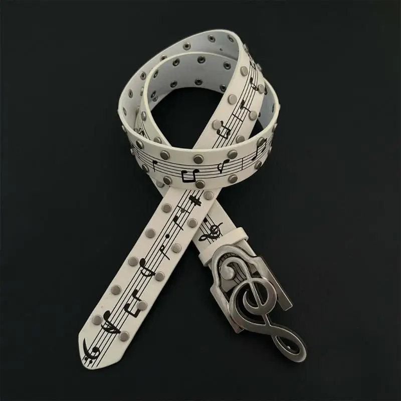 Adjustable Music Note Belt Sash with Plate Closure and Multiple Openings D0UB