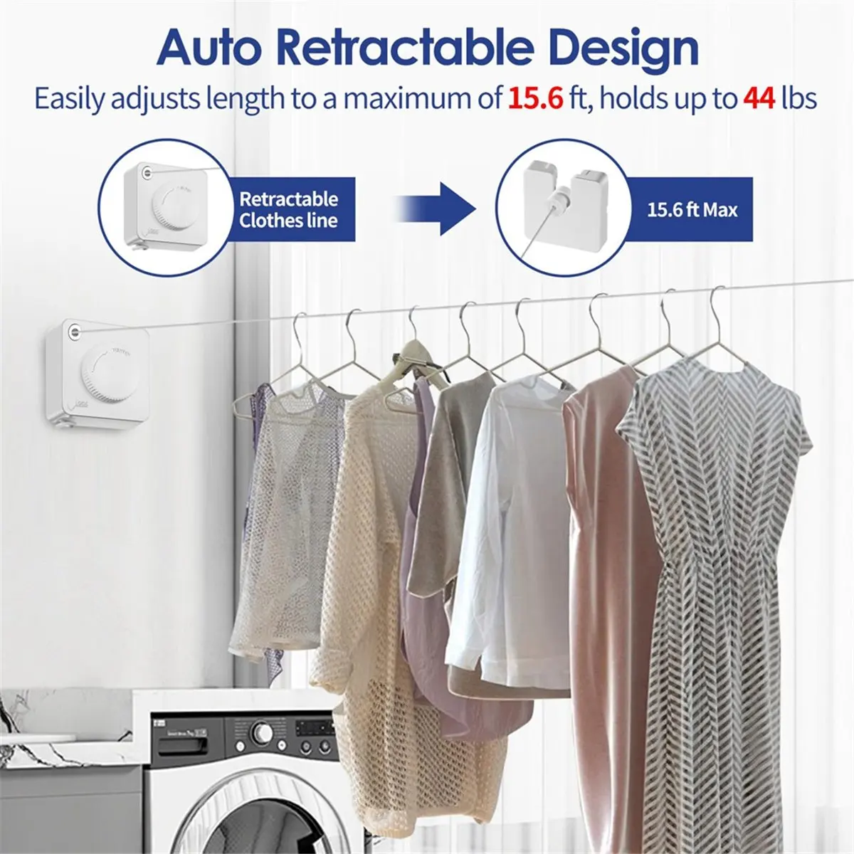 

Выдвижная сушилка для белья A22I, 14 футов, усиленная, настенная, белая