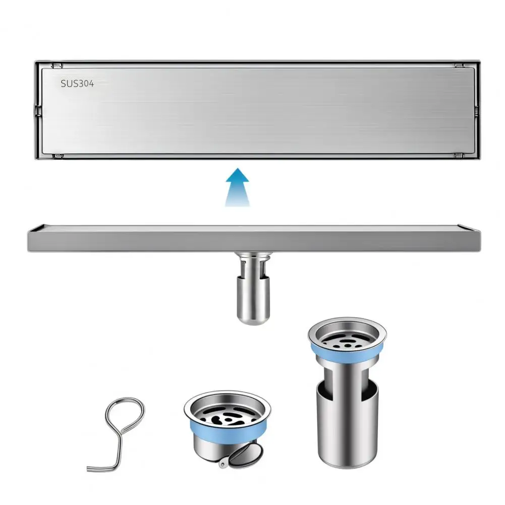 

47 Inch Linear Shower Drain,Shower Drain Brushed Nickel,304 Stainless Steel Shower Drains,Odor Proof Invisible Long Linear Drain