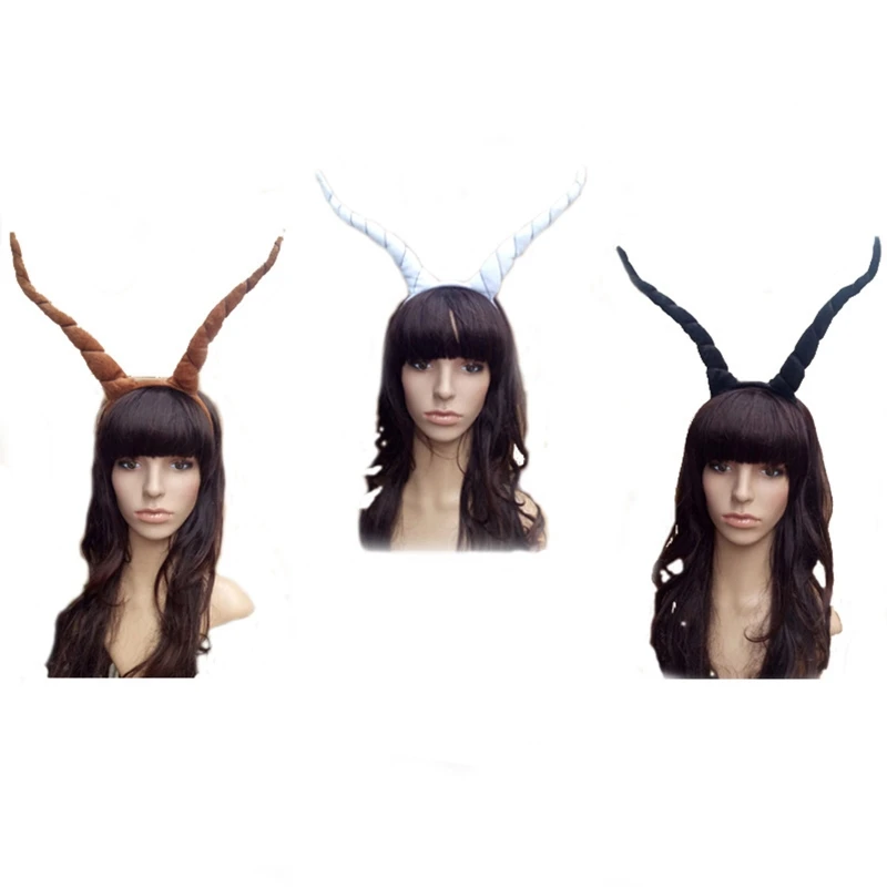 Halloween Witch Devil Ox Horn Shape Headband Movie Demon Evil Hair Hoop Gothic Cosplay Costume Headpiece Multi Color