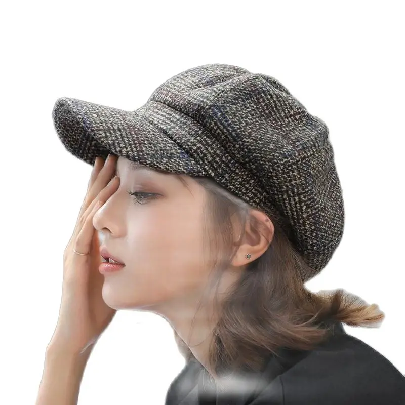 COKK Autumn Winter Wool Newsboy Cap Fashion Hats for Women Female Winter Cap Girl Visor Travel Beret Thick Warm Vintage Bonnet