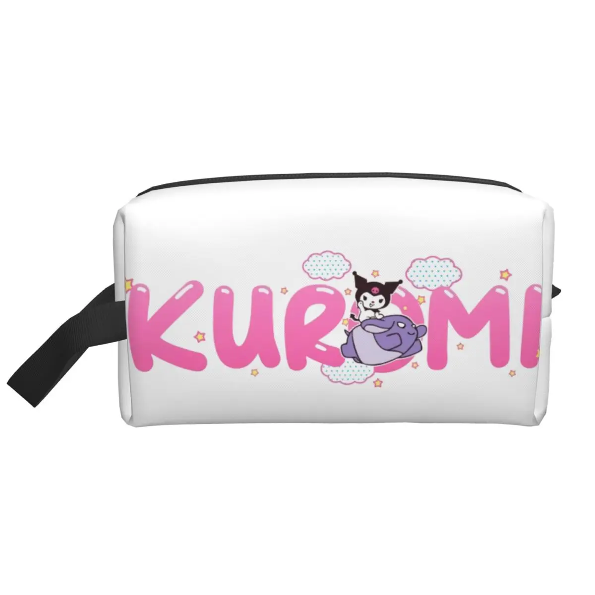 Custom Fashion Cartoon Kuromi Skull Travel Toiletry Bag for Women Cute Rabbit Anime Makeup Cosmetic Bag Beauty Storage Dopp Kit