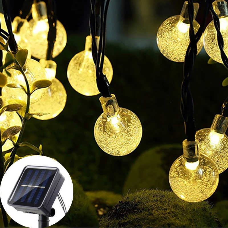 

1set Solar Crystal Globe LED String Lights Outdoor 8 Lighting Modes Fairy Christmas Wedding Garland for Garden Party Decoration