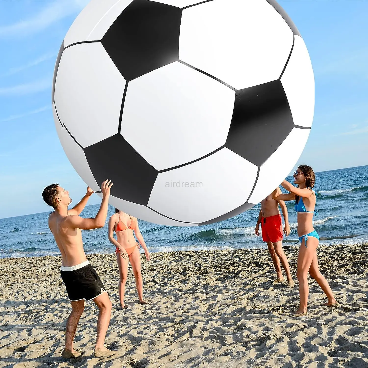 Pelota de fútbol clásica inflable gigante para actividades al aire libre, pelota deportiva grande para playa y piscina