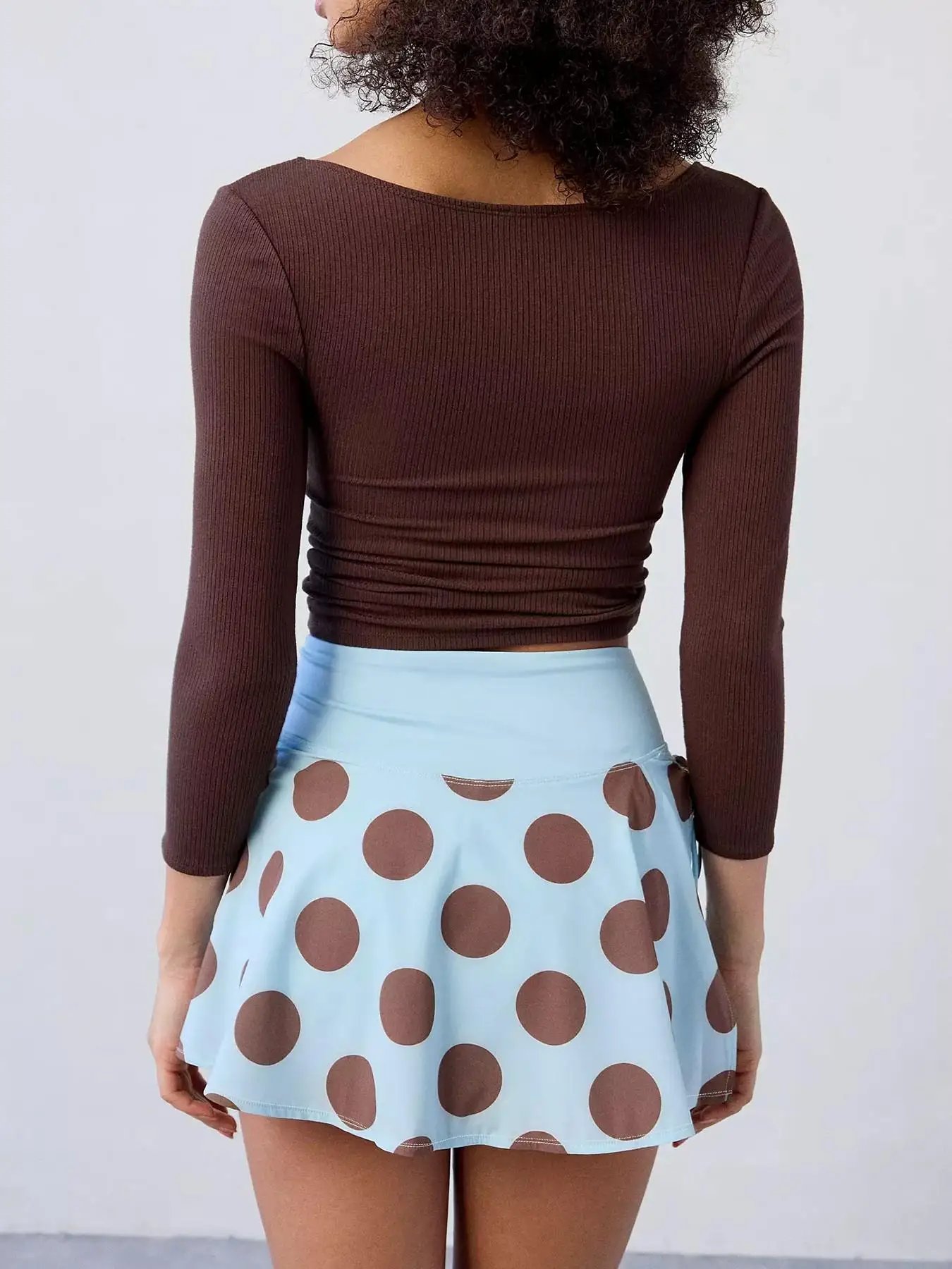 Women's Polka Dot Print High Waist Skirt Pants with Side Slit Tie Design And Integrated Safety Shorts