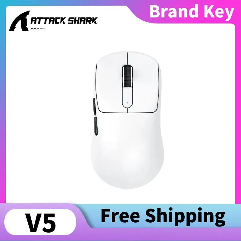 

Беспроводная трехрежимная симметричная мышь Attack Shark V5 8000 Гц PAW3950MAX Sensor42K DPI 500 мАч Пользовательская проводная игровая мышь 8000 Гц