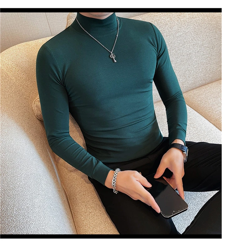 2026 Herren Thermounterwäsche Rollkragen-Hemd mit Revers, dünnes Modal-Herbst- und Winter-Langarm-Unterhemd, einlagiges Slim-Fit-Oberteil – Detail 9