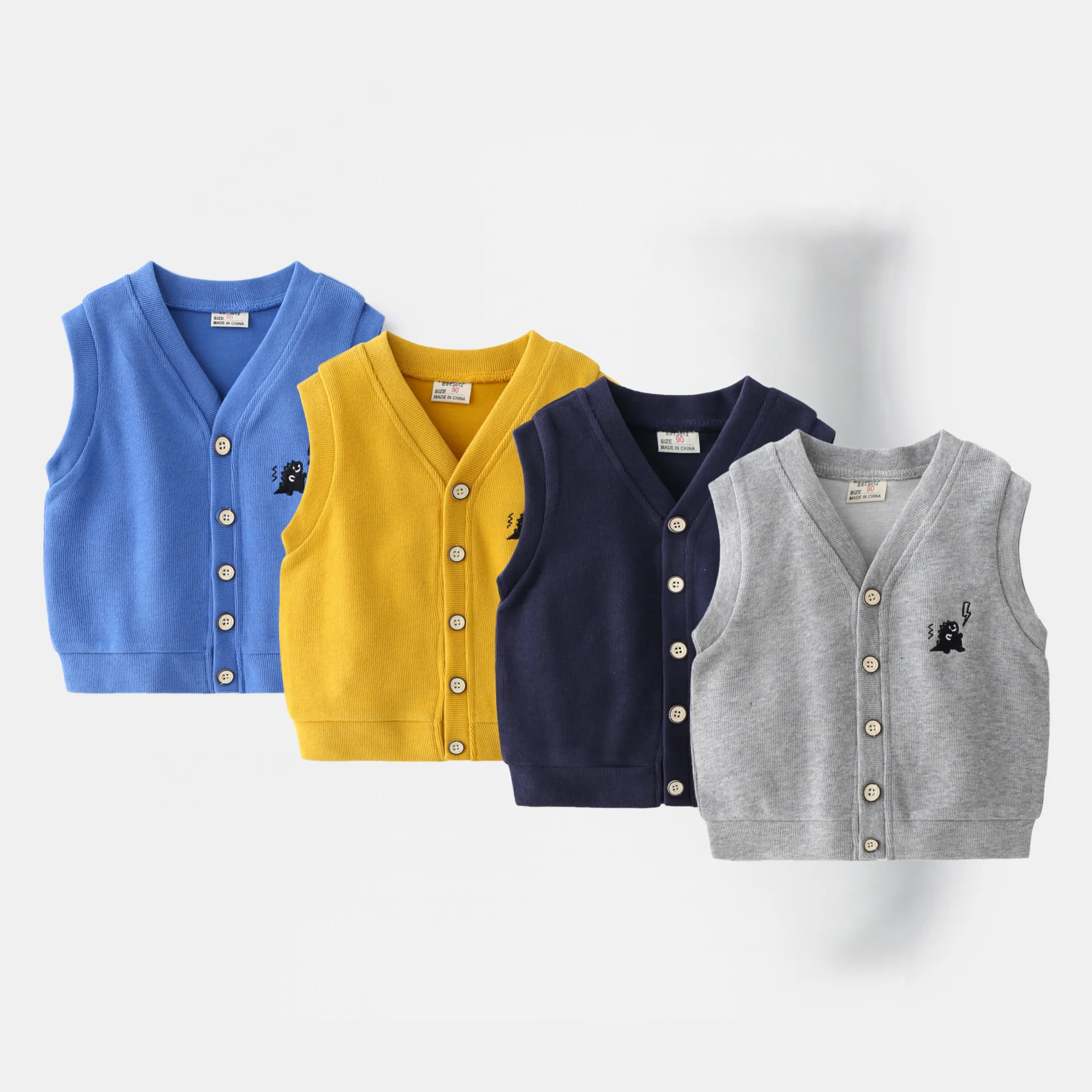 

2025 Autumn Baby Vest Boys Cotton Clothes Dinosaur Embroidery Button-Down Sleeveless Cardigan 2-6Y Kids Knitted Waistcoat Tops