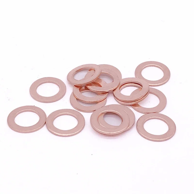 10/20/50 Pcs Copper Flat Washer M5 M6 M8 M10 M12 M14 M16 M18 M20 M22 Red Copper Ring Gasket Marine Meter Sealing Fitting Washer