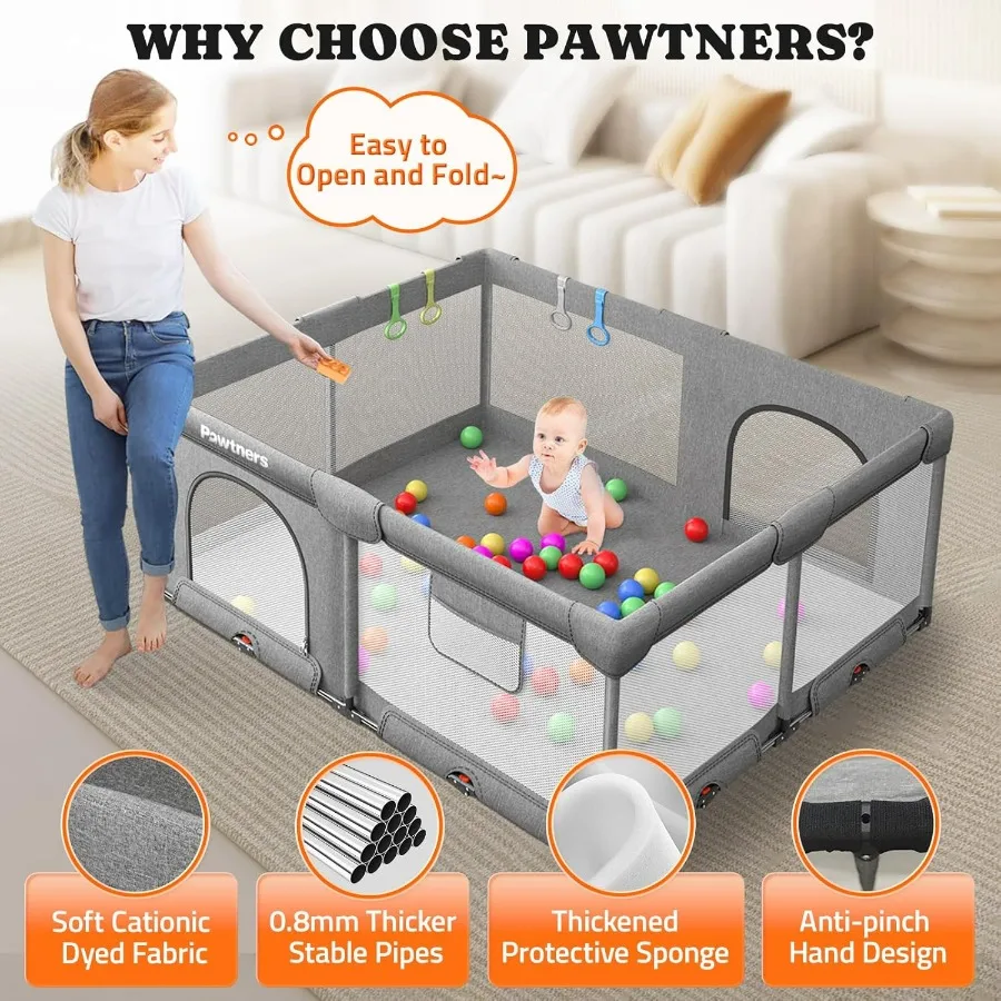 Box pieghevole per neonati e bambini piccoli: 71 Lx 59 Lx 27 H Dimensioni esterne Grande cortile da gioco portatile per interni ed esterni