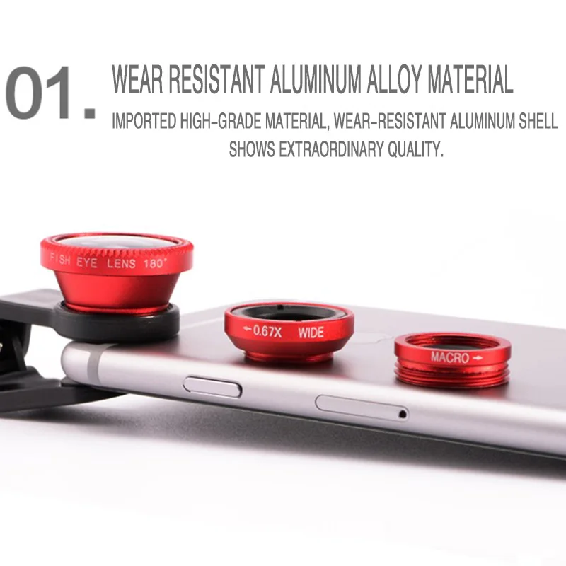 3in1 Fisheye Wide Angle Micro Camera Lens for iPhone Xiaomi Redmi 3IN1 Zoom Fish Eye Len on Smartphone Lenses with Phone Clip image 2