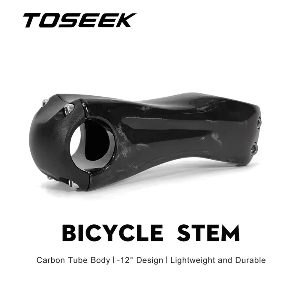 

TOSEEK Glossy UD Carbon Bike Stem Mountain/Road Bicycle Stems 31.8mm Handlebar Stem 12 Degrees 70/80/90/100/110/120/130mm