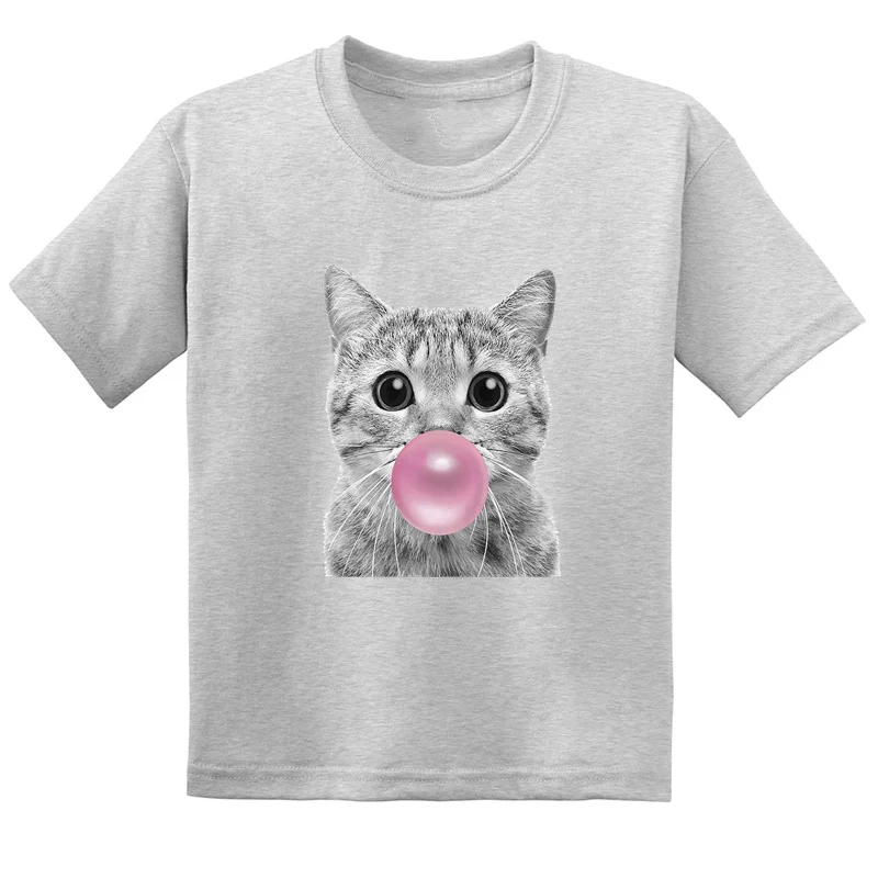 Bubble Gum Cat Bulldog Pig Cute Animals Kids Funny T shirt Children Clothes Summer Baby Boys Tops Girls Short Sleeve T-Shirts