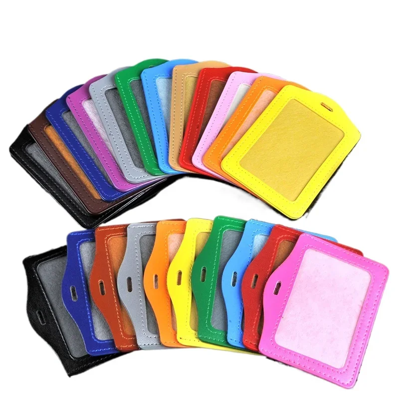 Multi Colored Badge Case PU Leather Card Sleeve Name Card Holders Protective Shell Bus ID Holders Nurse Accessories