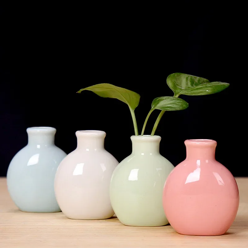 1 Set Mini Small Vase Ceramic Coffee Table Desktop Ornament Living Room Flower Arrangement Ornament Dried Flower Ornament Home