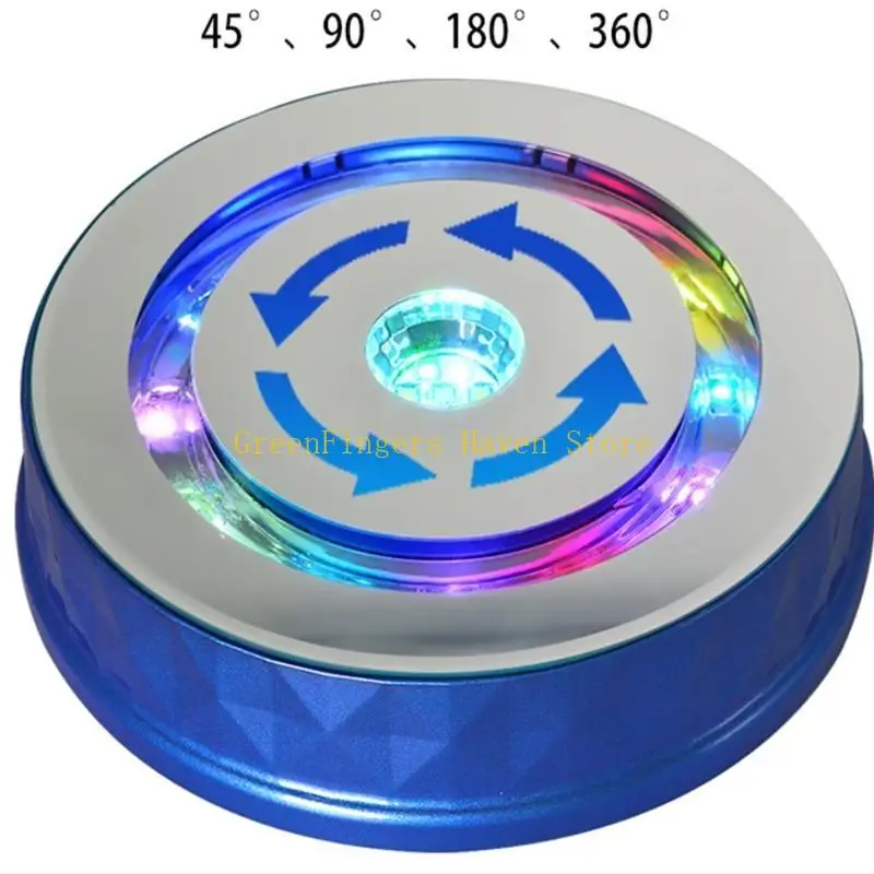 F68D Electric Turntable Display Stand Colorful Light 360° Rotating Table Watch Bracelet Jewelry Holder for Photography Props
