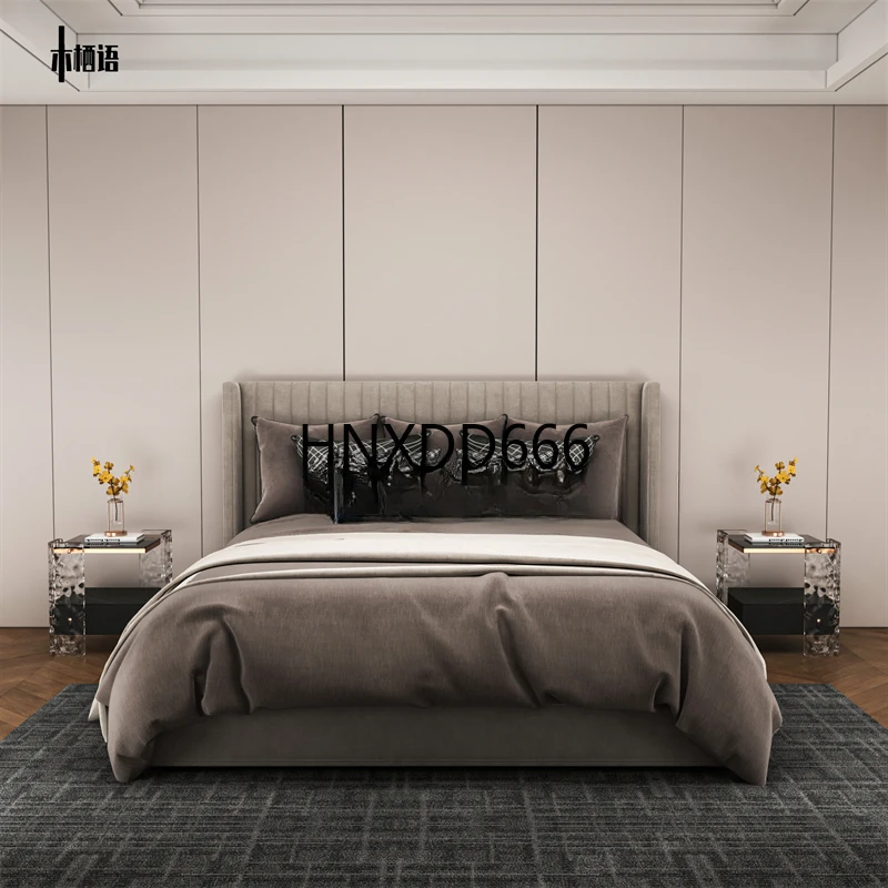 Premium villa light luxury solid wood smart bedside table