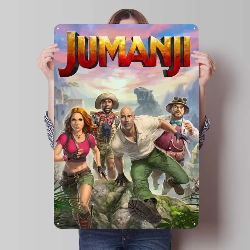 Jumanji Classic Movie Poster Tinplate Sign Wall Art Decor Vintage Metal Signs for Wall Decoration Man Cave Home Decorations Room