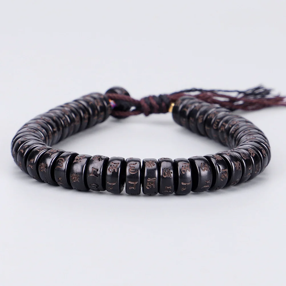 

1Pcs Coconut Shell Bracelet Adjustable Natural Wood Beads Handmade Cotton String Wrist Chain for Men Women Om Hum