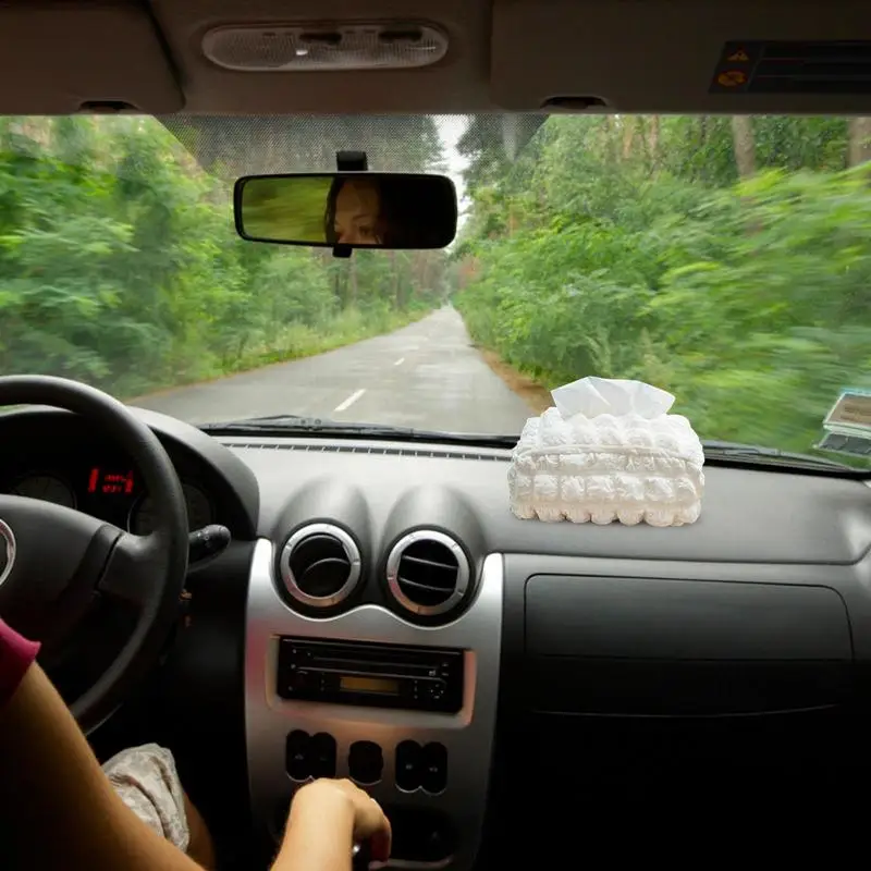 Cute Puff Car Tissue Box Pumping Paper Case Tissue Holder Auto Sun Visor Paper Organizer Napkin Container For Car