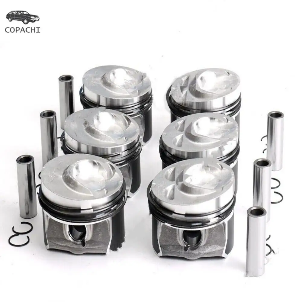 6pcs Engine Pistons&Rings Set 03H107066F 03H107065N For Porsche Cayenne VW Passat Audi Q7 VR6 3.6L FSI Car Accessories Parts