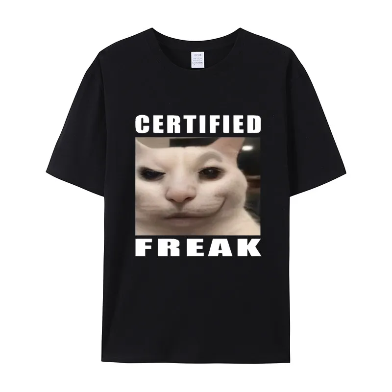 Weird Cat Meme Emoticon Printed Cotton Short-Sleeved T-Shirt - Unique Adult or Child Summer Fashion Casual Top