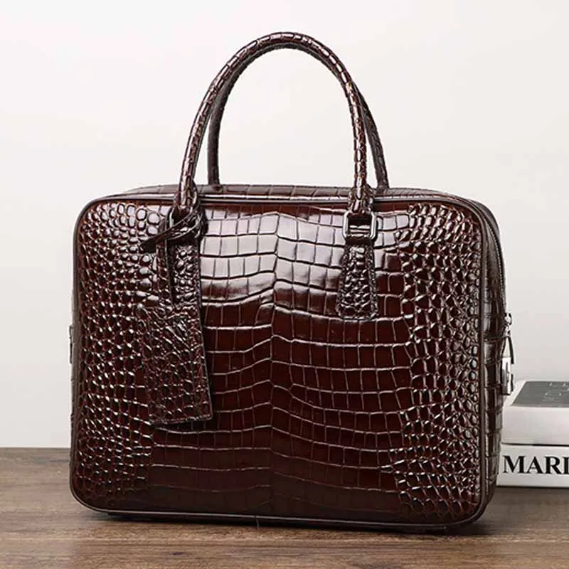 Crocodile Belly Pattern Men's leather Bag luxury HandBag 2023 New Trend Business Briefcase large capacity cowhide large bag